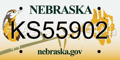KS55902 Nebraska License Plate