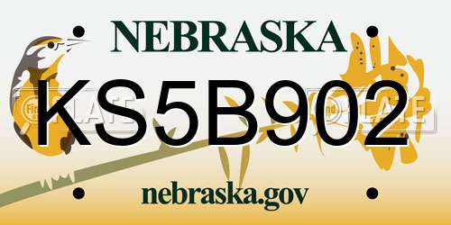 KS5B902 Nebraska License Plate