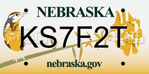 KS7F2T Nebraska License Plate
