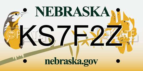 KS7F2Z Nebraska License Plate