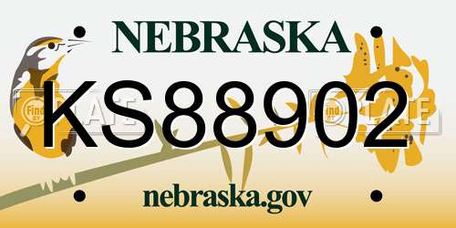 KS88902 Nebraska License Plate