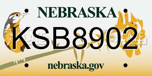 KSB8902 Nebraska License Plate