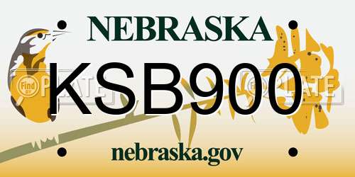 KSB900 Nebraska License Plate
