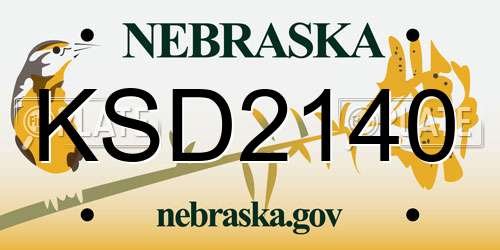 KSD2140 Nebraska License Plate
