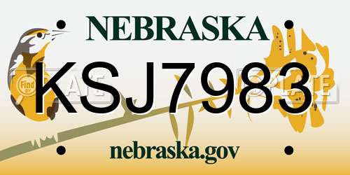 KSJ7983 Nebraska License Plate