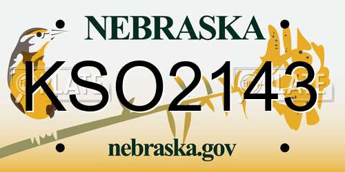 KSO2143 Nebraska License Plate
