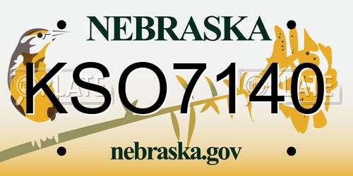 KSO7140 Nebraska License Plate