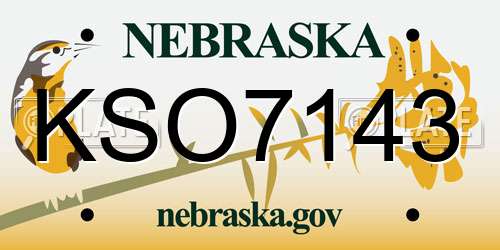 KSO7143 Nebraska License Plate