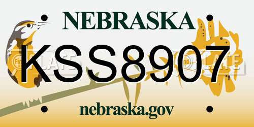 KSS8907 Nebraska License Plate