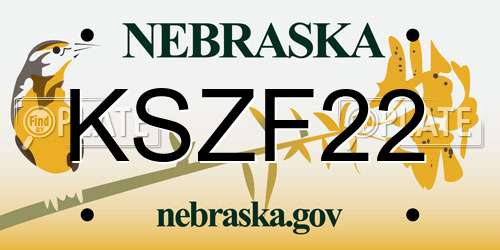 KSZF22 Nebraska License Plate