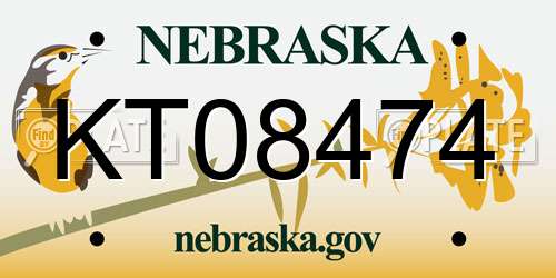 KT08474 Nebraska License Plate