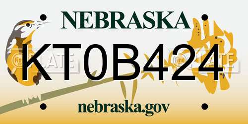 KT0B424 Nebraska License Plate