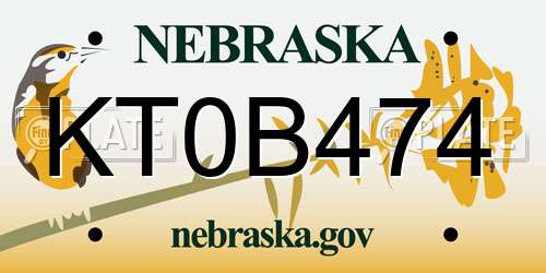 KT0B474 Nebraska License Plate