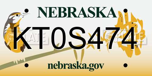 KT0S474 Nebraska License Plate