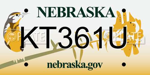 KT361U Nebraska License Plate