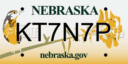 KT7N7P Nebraska License Plate