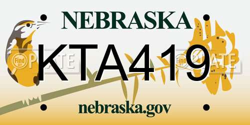 KTA419 Nebraska License Plate