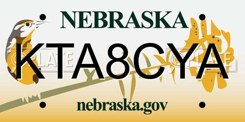 KTA8CYA Nebraska License Plate