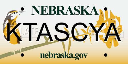 KTASCYA Nebraska License Plate