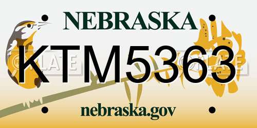 KTM5363 Nebraska License Plate