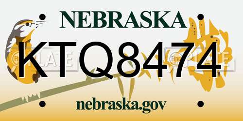 KTQ8474 Nebraska License Plate