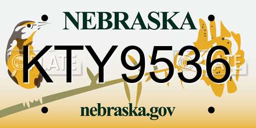 KTY9536 Nebraska License Plate