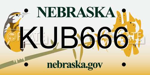 KUB666 Nebraska License Plate