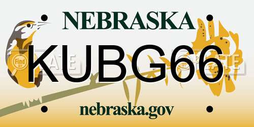 KUBG66 Nebraska License Plate