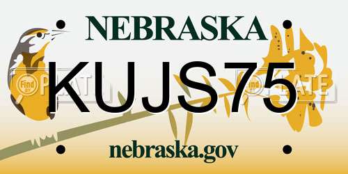 KUJS75 Nebraska License Plate