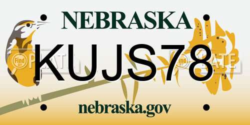 KUJS78 Nebraska License Plate