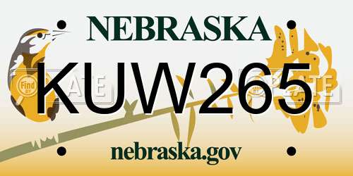KUW265 Nebraska License Plate