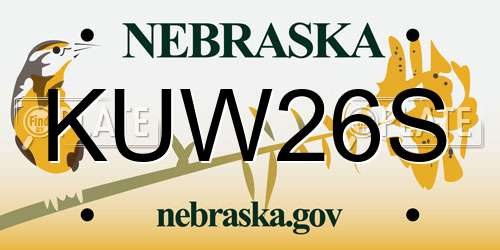 KUW26S Nebraska License Plate