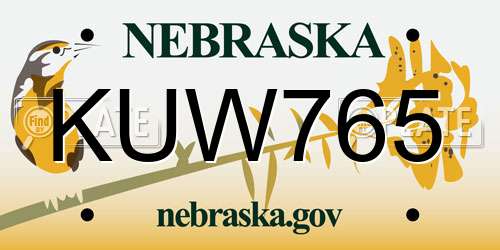 KUW765 Nebraska License Plate