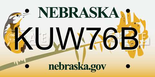 KUW76B Nebraska License Plate