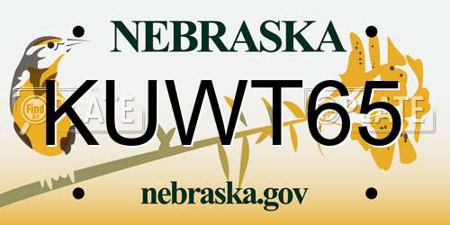 KUWT65 Nebraska License Plate