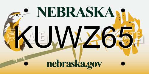 KUWZ65 Nebraska License Plate