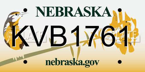 KVB1761 Nebraska License Plate