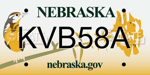 KVB58A Nebraska License Plate