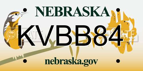 KVBB84 Nebraska License Plate