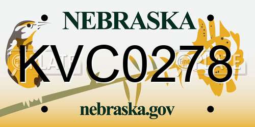 KVC0278 Nebraska License Plate