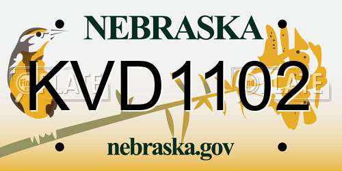 KVD1102 Nebraska License Plate