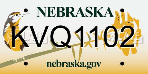 KVQ1102 Nebraska License Plate