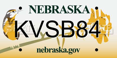 KVSB84 Nebraska License Plate