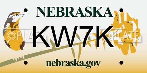 KW7K Nebraska License Plate