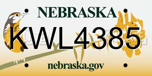KWL4385 Nebraska License Plate