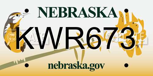 KWR673 Nebraska License Plate