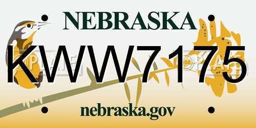 KWW7175 Nebraska License Plate