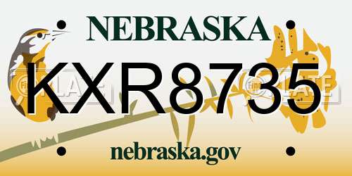KXR8735 Nebraska License Plate