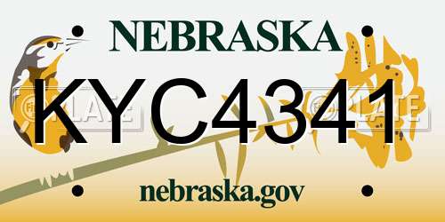 KYC4341 Nebraska License Plate