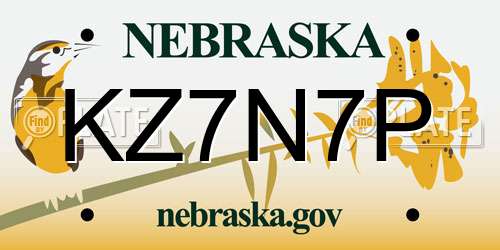 KZ7N7P Nebraska License Plate